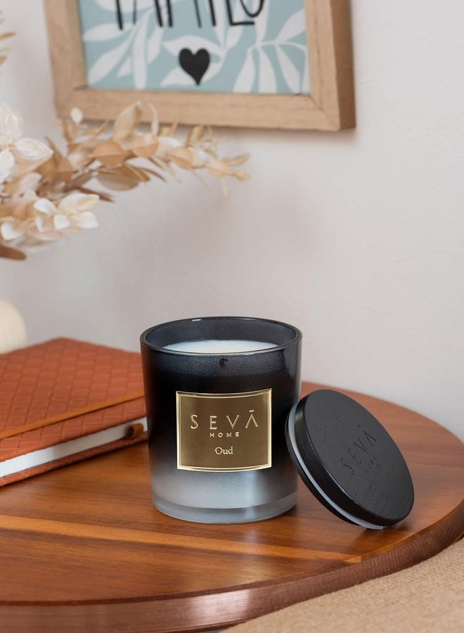 SEVA HOME Signature Scented Candle - Oud | 35 Hour Burn | Luxury Smoky & Exotic Aroma | Natural Soy Wax | Home Décor | Premium Gift for Men & Women - Image 3